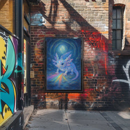 Crystal Axolotl In A Mystical Cave Poster