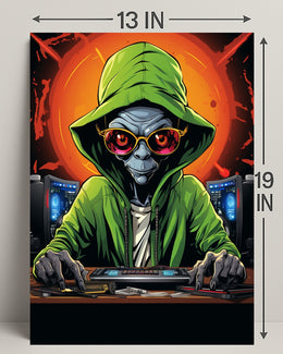 Alien Hacker In Action Poster