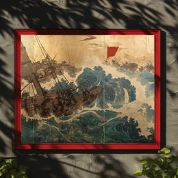 Dramatic Japanese Maritime Scene Poster: Adventure Awaits