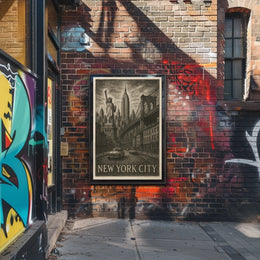 New York City Iconic Landmarks Poster Vintage Wall Art