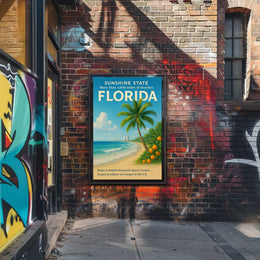 Florida Beaches and Space Exploration Vintage Travel Poster