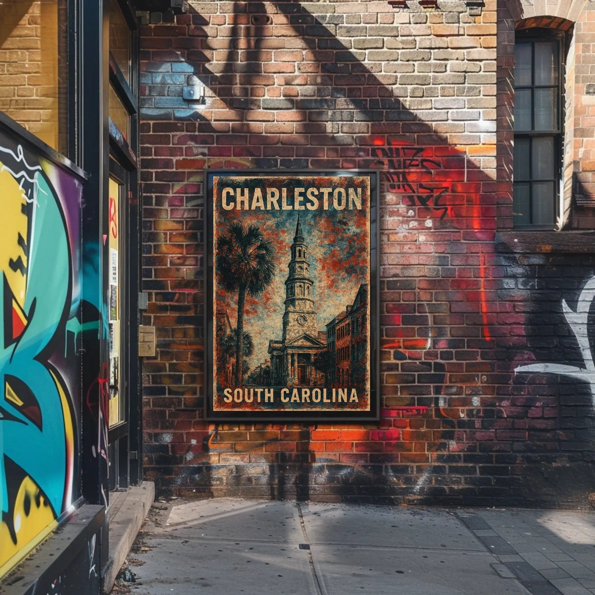 Charleston South Carolina Vintage Coastal Travel Poster