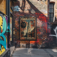 Charleston South Carolina Vintage Coastal Travel Poster
