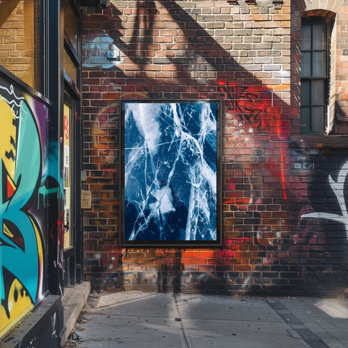 Cracked Ice Photorealistic Winter Art Poster