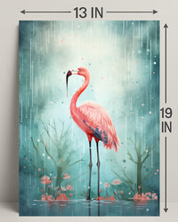 Flamingo In The Rain Poster