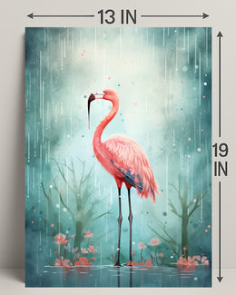 Flamingo In The Rain Poster