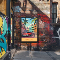 Classic Havana in Vibrant Streets: Travel Poster