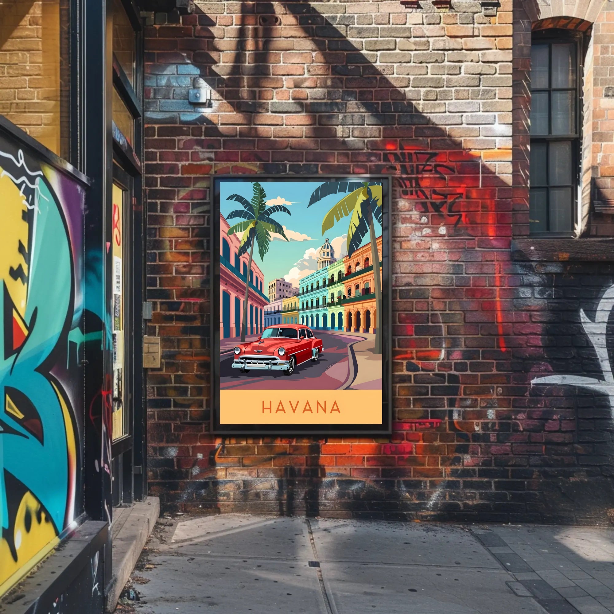 Classic Havana in Vibrant Streets: Travel Poster