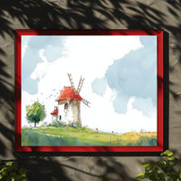 Serene Windmill Landscape Poster