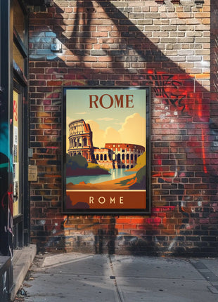 Colosseum Vintage Travel Poster: Rome's Iconic Landmark Illustration