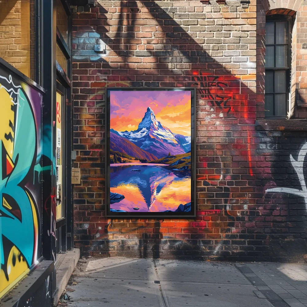 Matterhorn Sunset Reflection Vibrant Art Poster