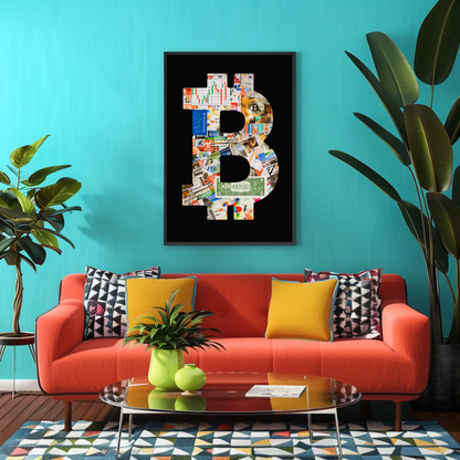 Bitcoin Cryptocurrency Collage Bold Modern Poster Artwork