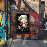 Whimsical Kittens Moonlit Fantasy Nature Art Poster