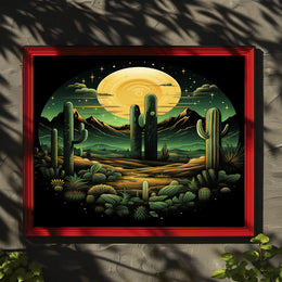 Desert Moonlit Landscape Poster