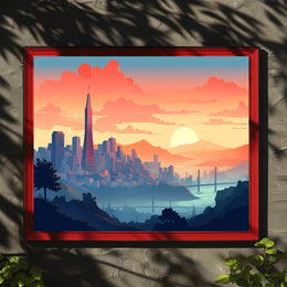 Sunset Over the Cityscape Poster