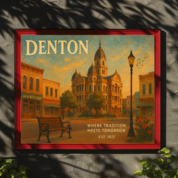 Denton Travel Poster: Heritage Meets Future Art