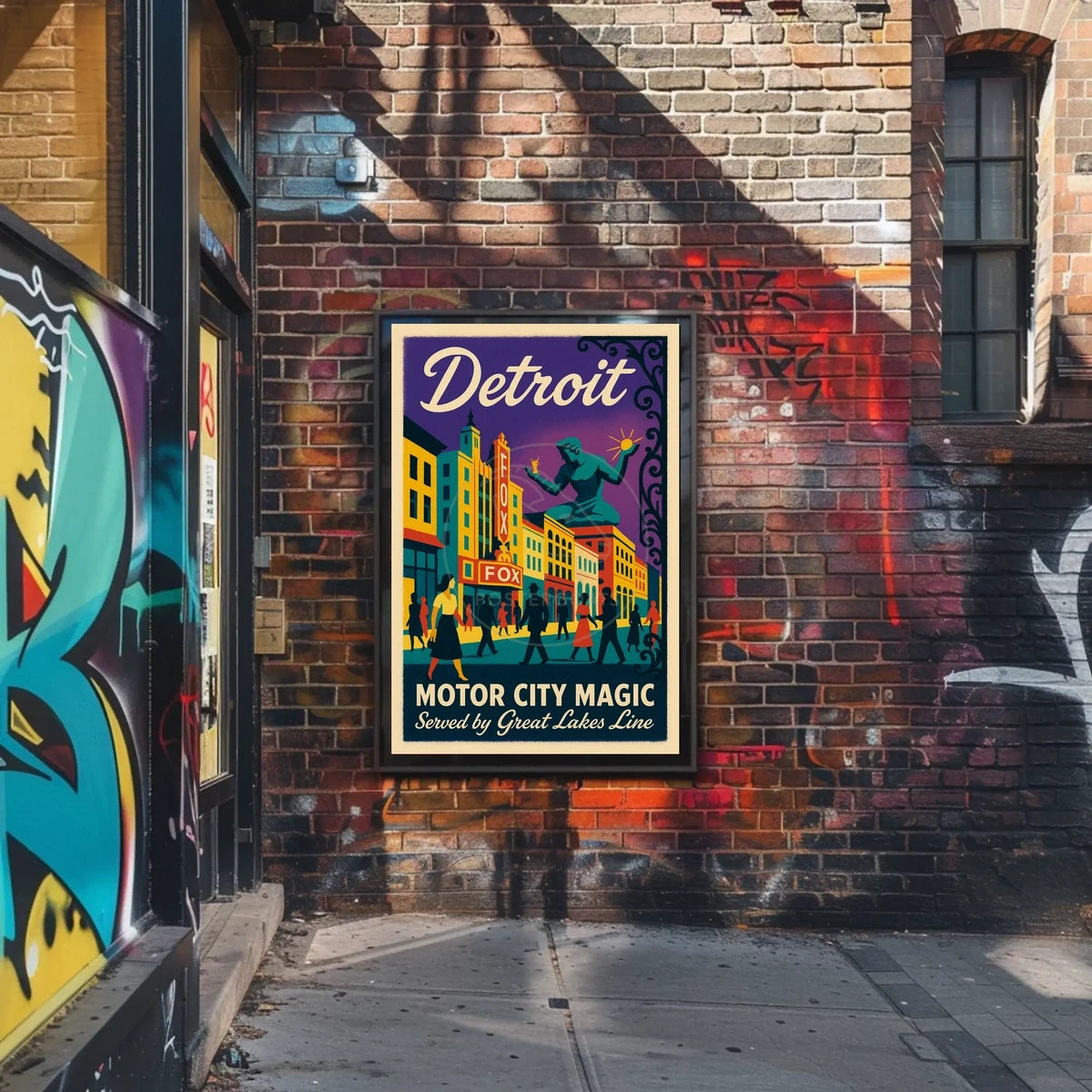 Motor City Magic Retro Urban Cityscape Poster
