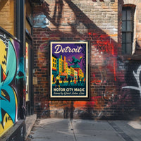 Motor City Magic Retro Urban Cityscape Poster
