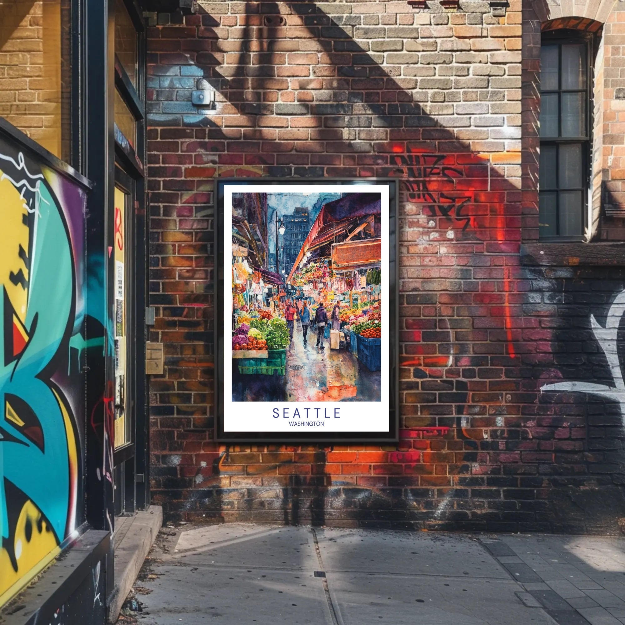 Vibrant Seattle Market Poster PosterGoat