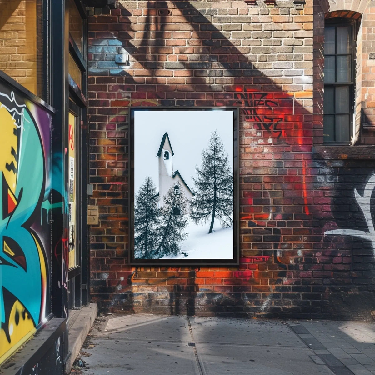 Serene Winter Chapel in Snowy Alpine Landscape