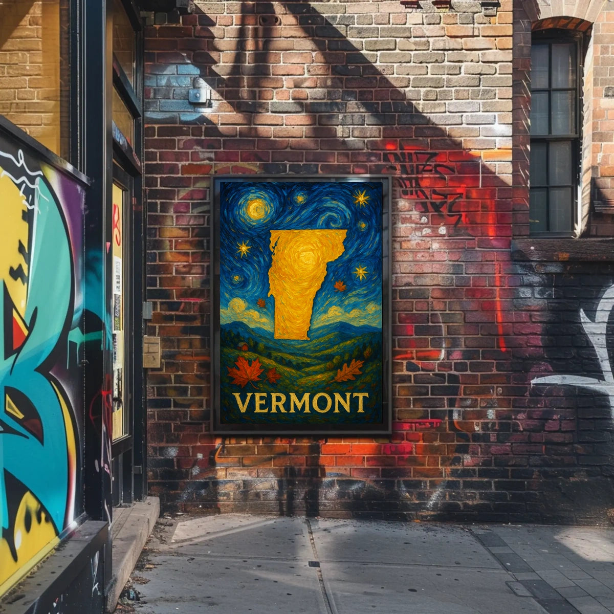 Vibrant Vermont Silhouette Art Print: Abstract or Artistic Poster