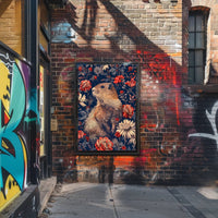 Groundhog in Blossoming Foliage Animal Poster