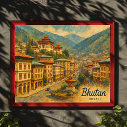 Bhutan Thimphu Wanderlust Travel Photography Poster