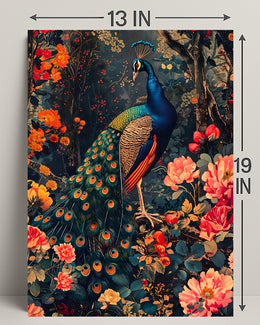 Vibrant Peacock In Bloom William Morris Art Poster