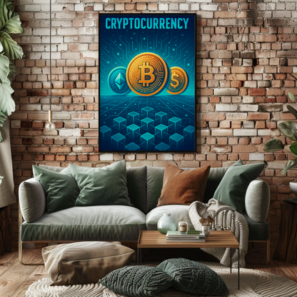 Cryptocurrency Futuristic Digital Tech Poster