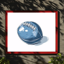 Stylized Blue American Football Art Poster