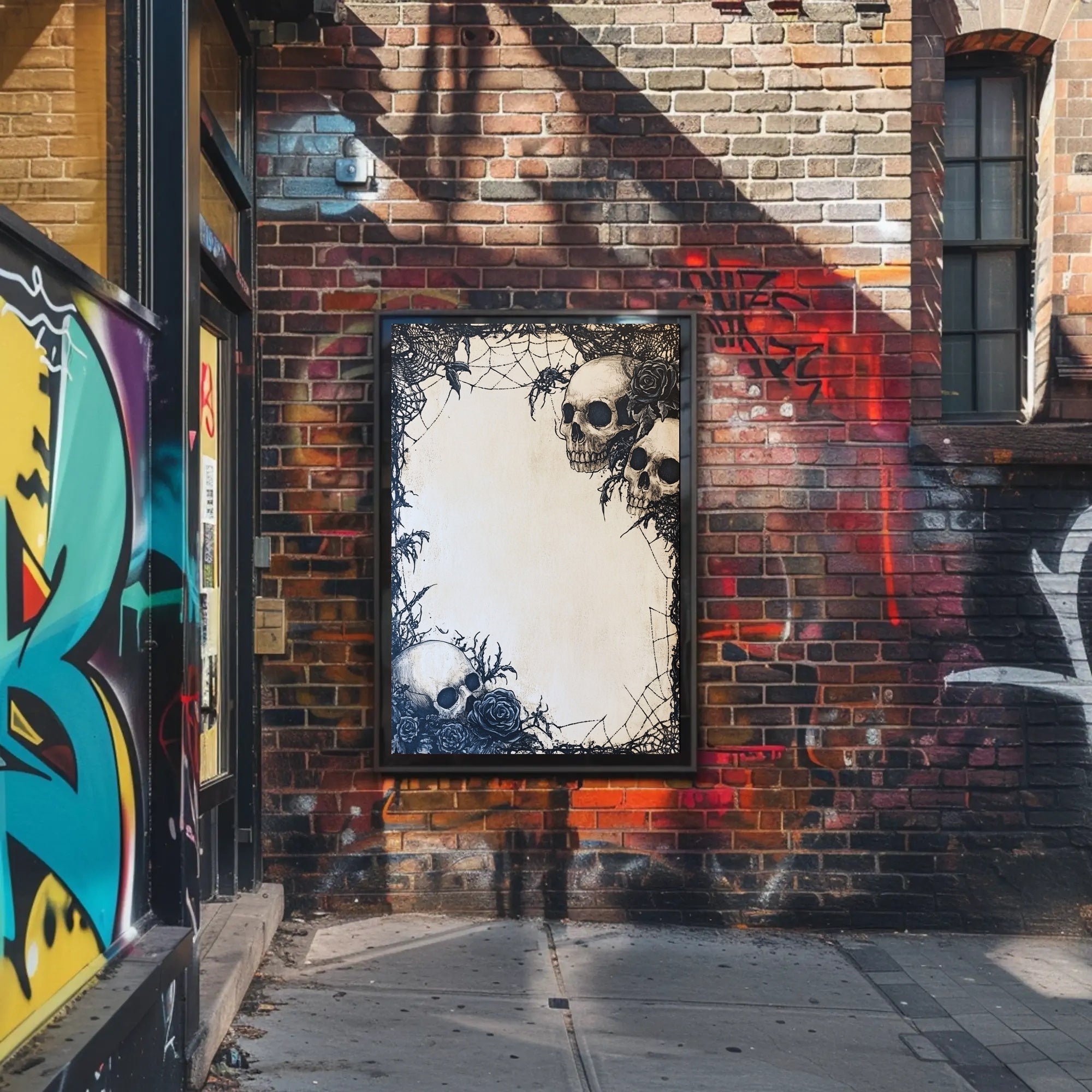 Gothic Skulls And Roses Poster