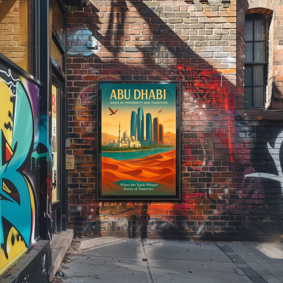 Abu Dhabi Modern Tradition Cityscape Travel Poster