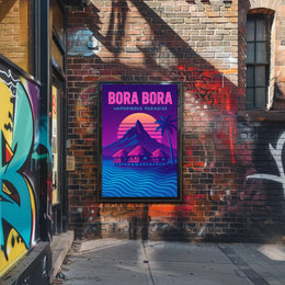 Bora Bora Vaporwave Paradise Travel Poster PosterGoat