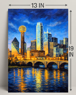 Illuminated Cityscape at Dusk Poster PosterGoat