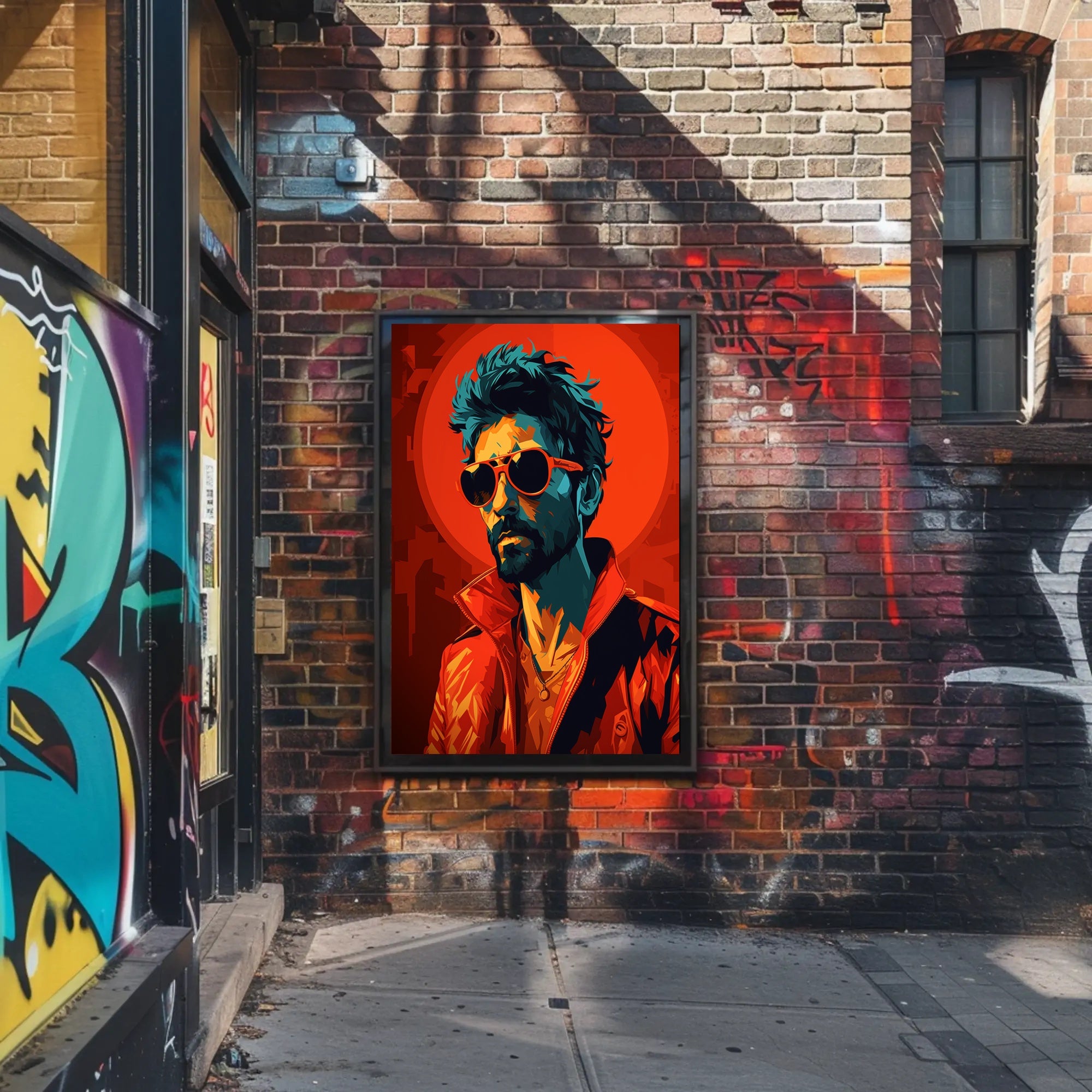 Vibrant Portrait In Red Poster PosterGoat