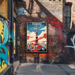 Tokyo Tower Retro-Futuristic Travel Poster