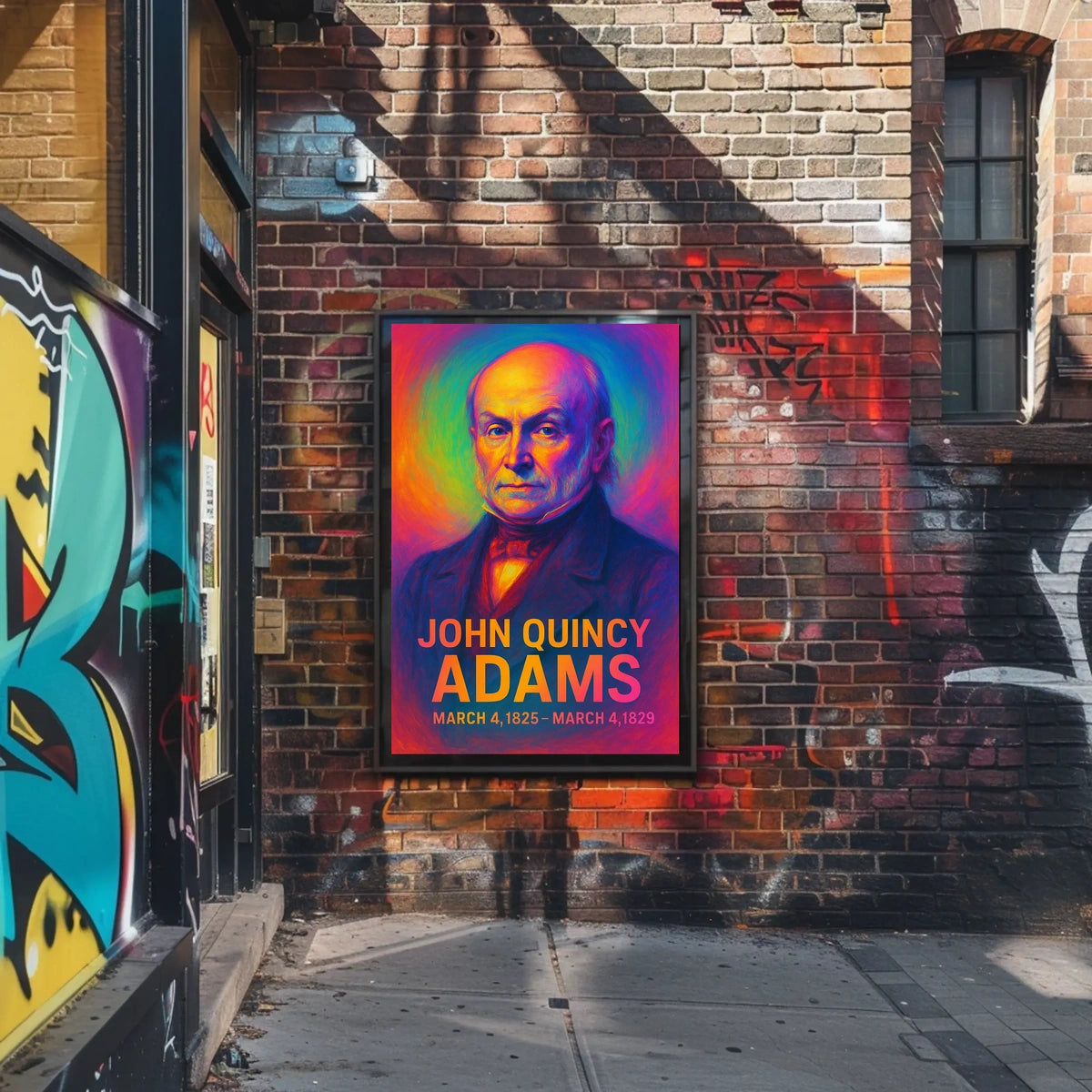 John Quincy Adams 6th President of the United States Neon Gradient OverlayPoster