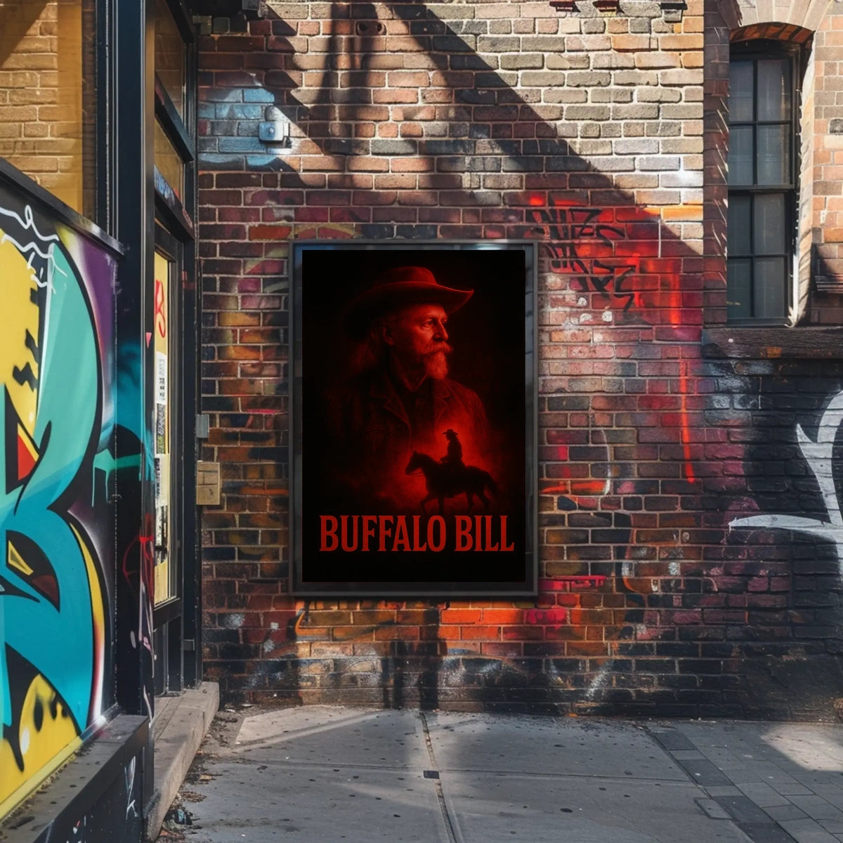 Buffalo Bill Portrayal on Vintage Cultural or Heritage Poster