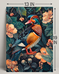 Vibrant Mandarin Duck William Morris Art Poster