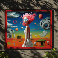 Futuristic Dreamscape: Vibrant Female Figure Sci-Fi Poster
