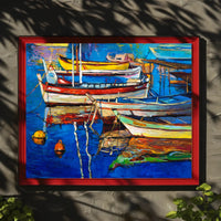 Colorful Boats on Tranquil Waters Poster