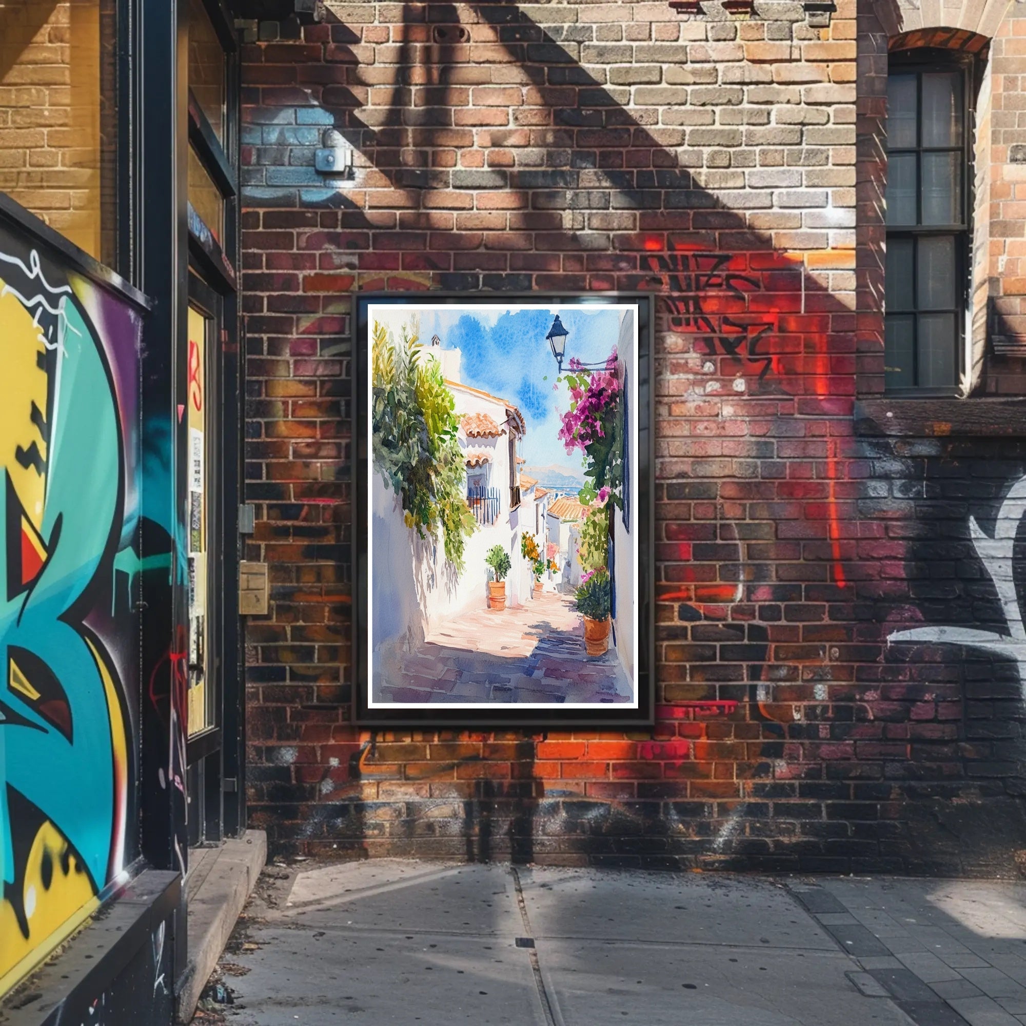 Sunlit Mediterranean Alley Poster PosterGoat