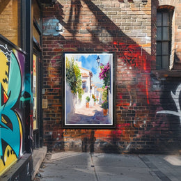 Sunlit Mediterranean Alley Poster PosterGoat