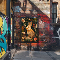 Floral Rabbit Portrait Wall Art Print