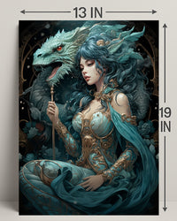 Enchantress And Dragon Poster