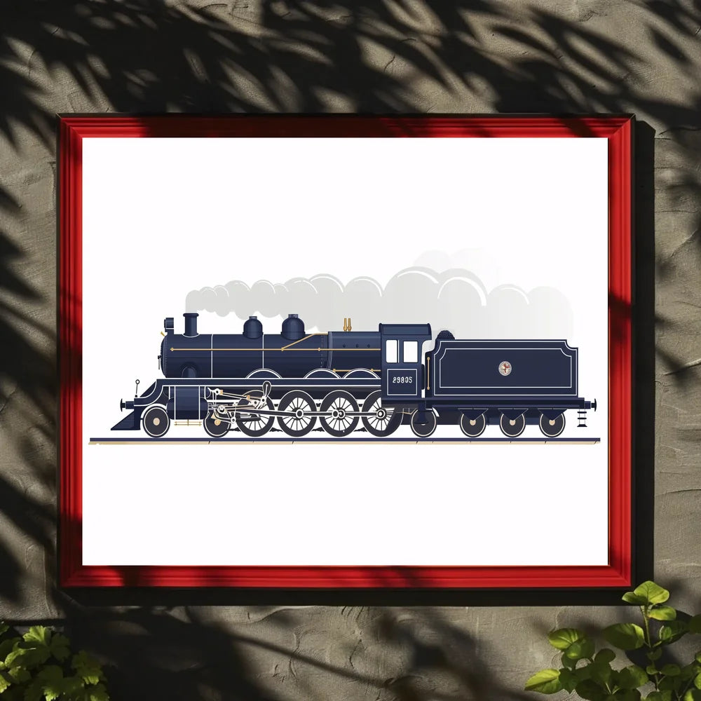 Vintage Steam Locomotive Poster: Classic Rail Elegance