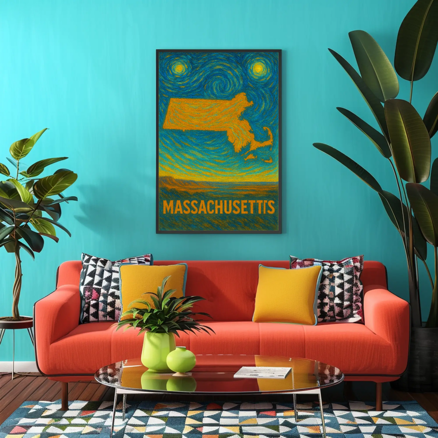 Massachusetts Starry Night Poster