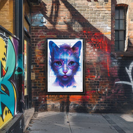 Futuristic Feline Art Print Poster for Home Decor and Wall Art Enthusiasts PosterGoat