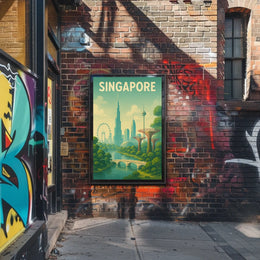 Singapore Skyline Illustration Poster