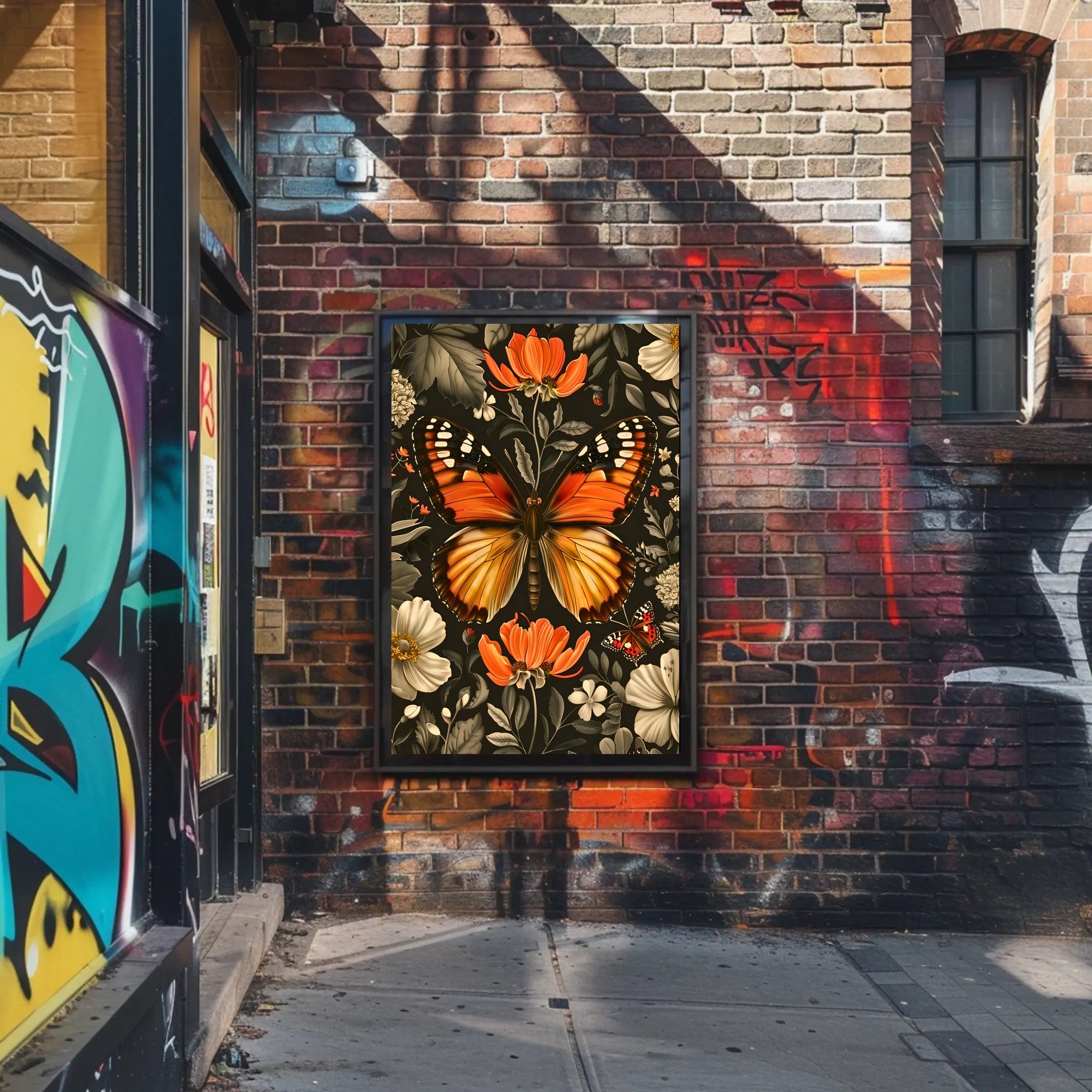 Vibrant Butterfly and Flowers Decorative Animal Poster